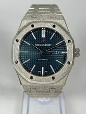 Frosted AP Royal Oak 15410BC Audemars Piguet Blue White Gold Box Papers 3