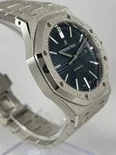 Frosted AP Royal Oak 15410BC Audemars Piguet Blue White Gold Box Papers 4