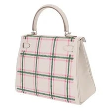 Hermes Kelly 25 Insulated Tartan Light Vaux Pale/ /V... 2