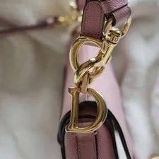 Auth Christian Dior Saddle Small Grained G.C. 3