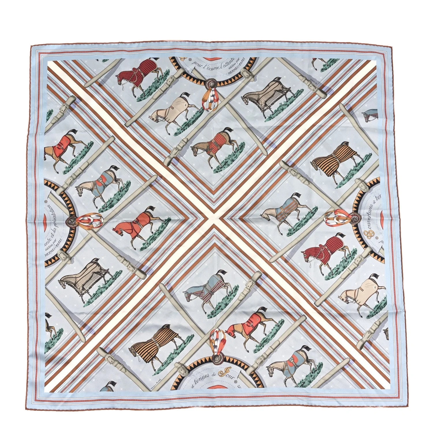 Hermès — Couvertures et Tenues de Jour Bandana Double Face Scarf 90 Bleute — Accessory — resale