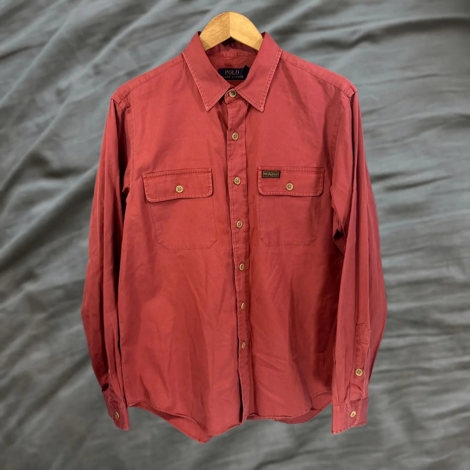 Polo Ralph Lauren — Polo Ralph Lauren Shirt Mens Large Button Up Long Sleeve Utility Pocket Red Cotton Twill — streetwear — resale