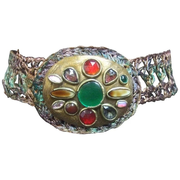 Woven — Artisan Buckle Woven Metal Belt C 1980s — Accessory — resale