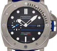 Panerai Paltrinieri Limited Black Dial Blue Strap 47 PAM01162 2