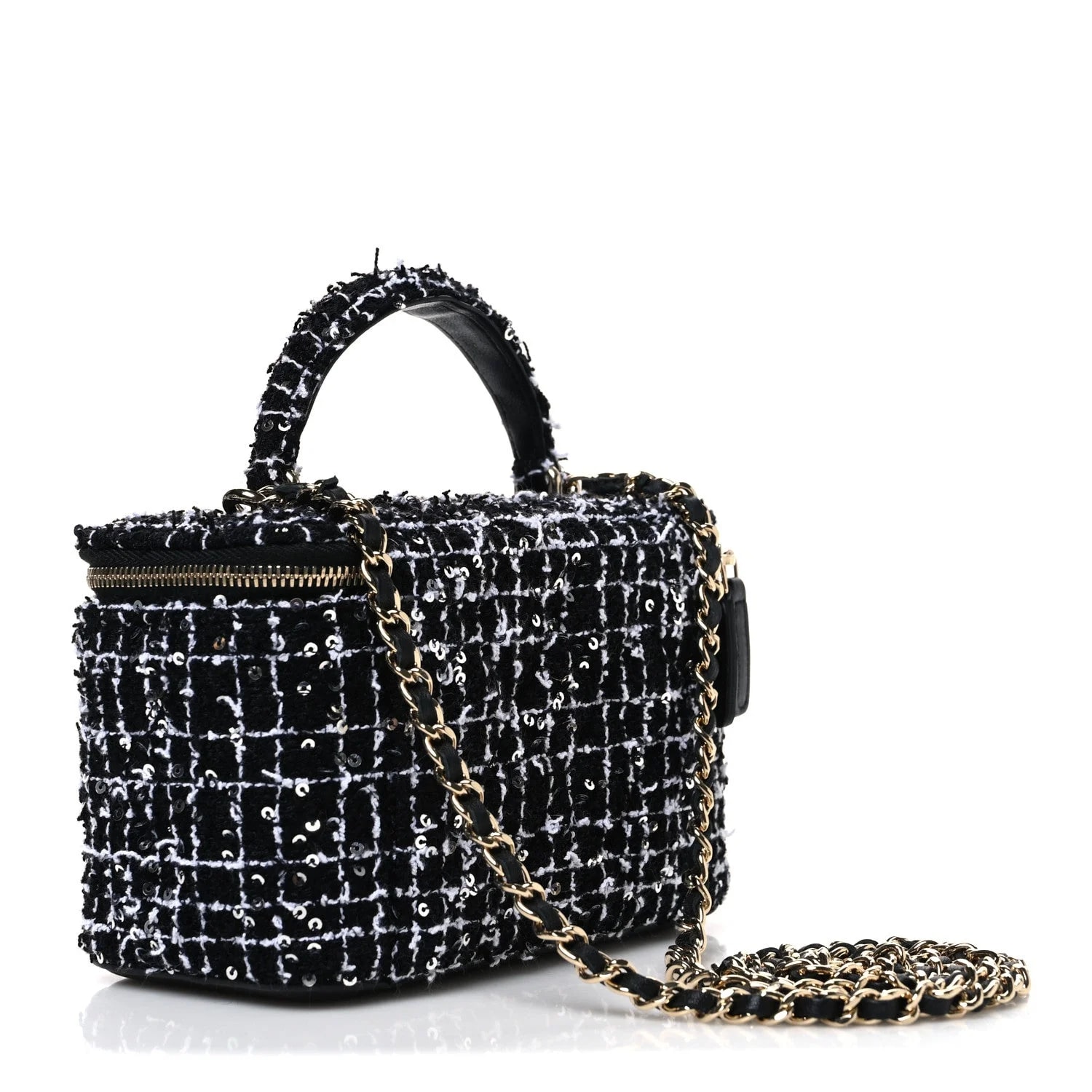 Sequin Small Top Handle Vanity Case With Chain 3