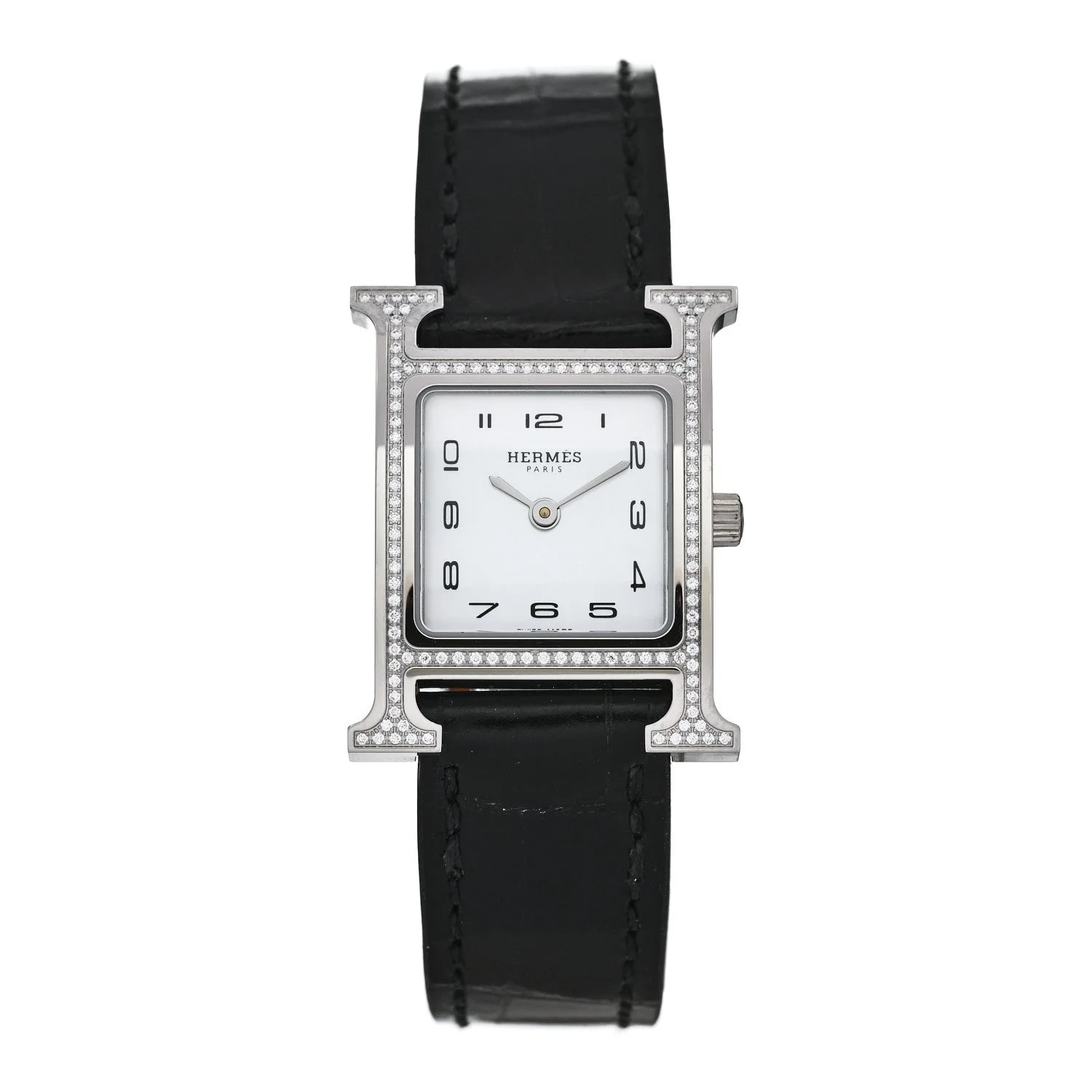 Hermès — Stainless Steel Alligator 21mm Heure H Hour Quartz Noir — Watch — resale