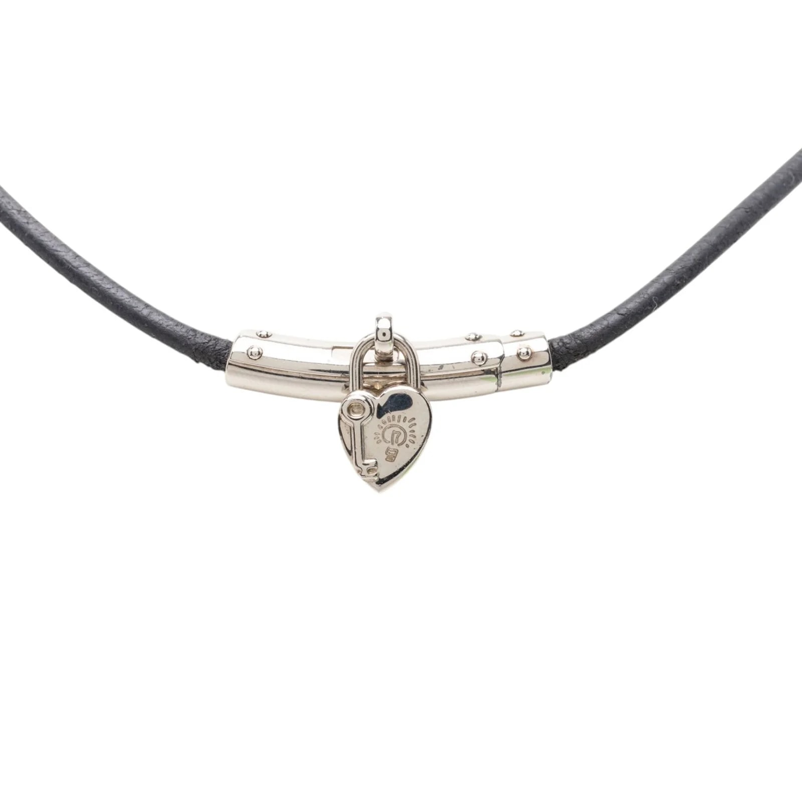 Palladium Plated Vive L Idee Heart Padlock Choker 2