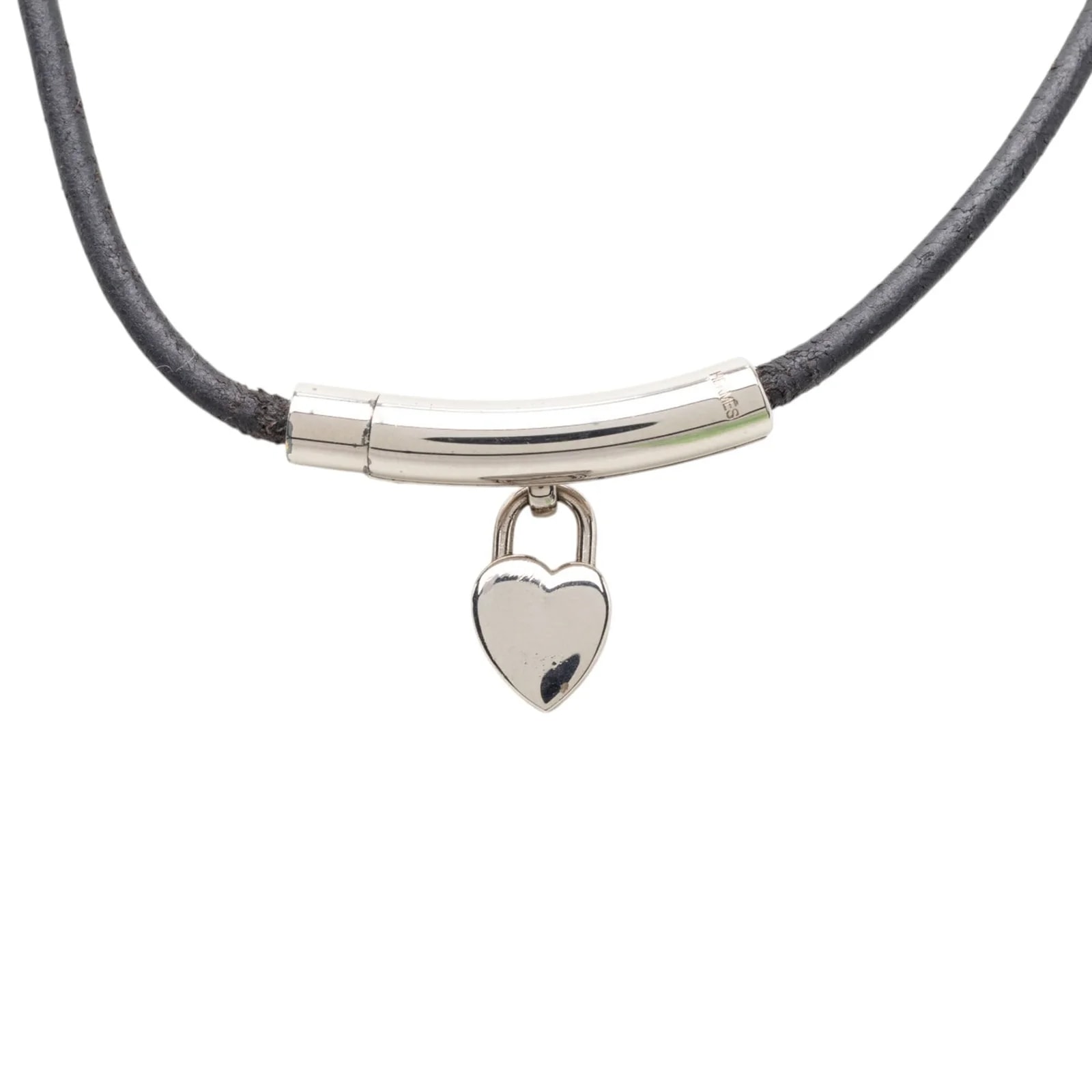 Palladium Plated Vive L Idee Heart Padlock Choker 3
