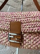 Fendi Baguette in & Woven Straw With Trim 2