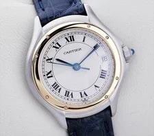 Cartier Panthere Couger Combi Roman Index Date SM Silver Gold 27mm 2