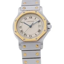 Cartier — Cartier Santos Octagon LM 30mm Steel 18K Yellow Gold Ivory Dial W2001583 — Watch — resale
