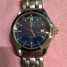 Omega Seamaster Quartz Blue Dial Date 120m SS Silver Bracelet 2