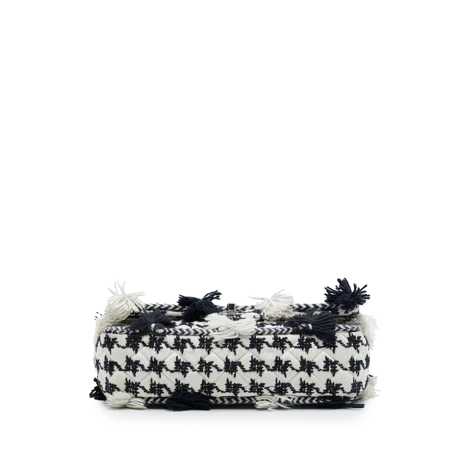 Medium Classic Embroidered Houndstooth Pom Flap 3