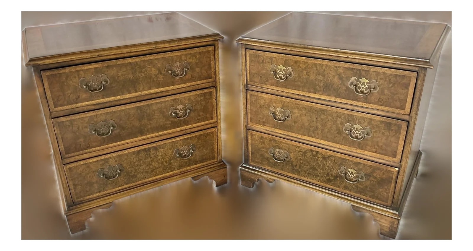 Georgian Style Burl Side Chests A Pair — Furniture — resale