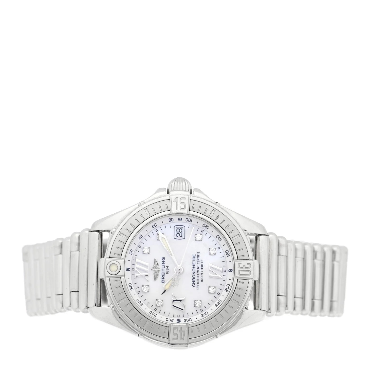 Stainless Steel Diamond Mother of Pearl 32mm Lady Cockpit Quartz A71365 2