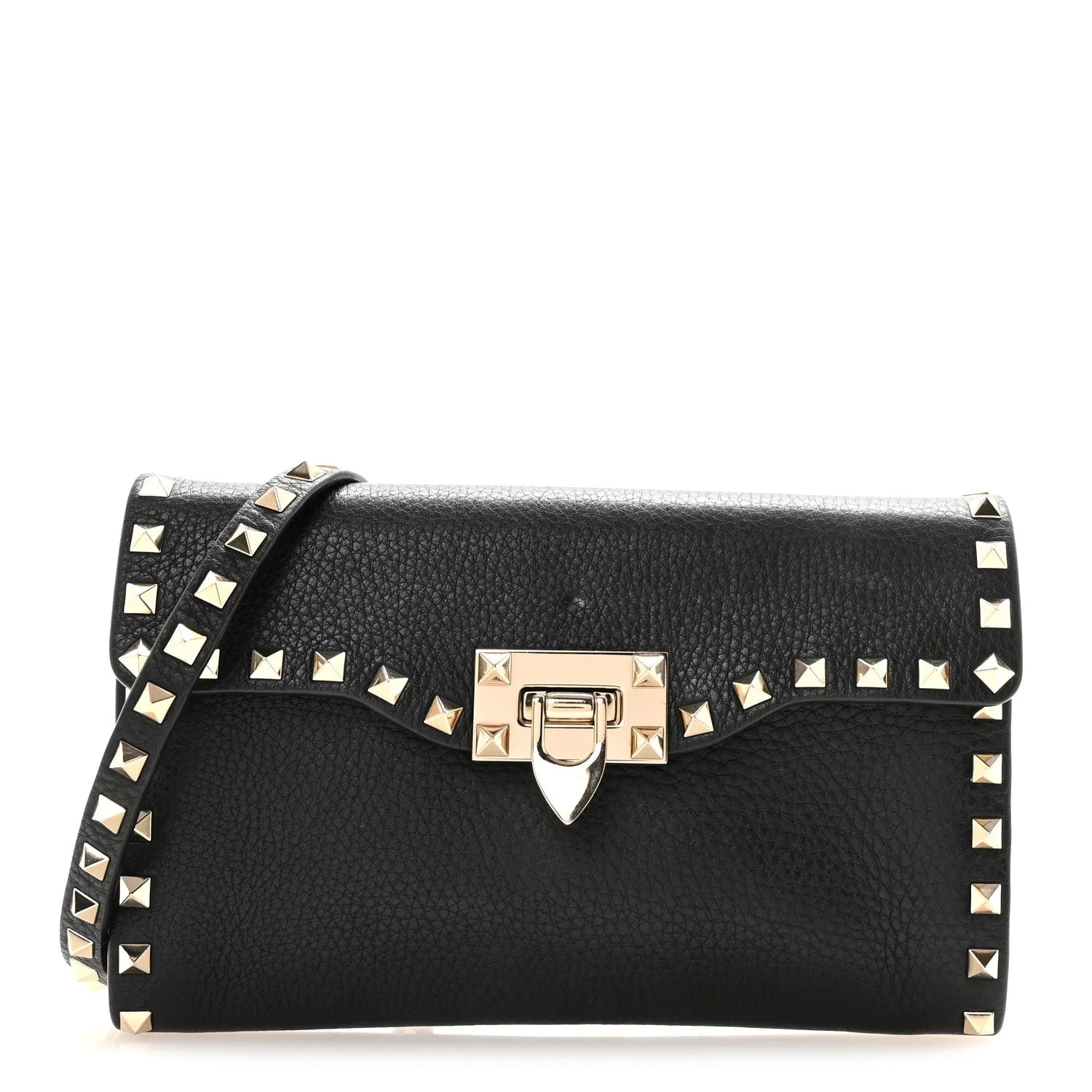 Valentino Garavani — Pebbled Rockstud Flip Lock — Handbag — resale