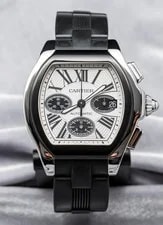Cartier Roadster XL Chronograph Adlc Silver Dial Rubber 2016 eBay Live W6206020 2