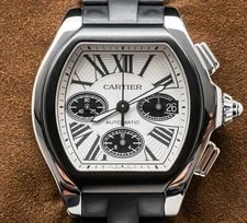 Cartier Roadster XL Chronograph Adlc Silver Dial Rubber 2016 eBay Live W6206020 4