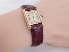 Cartier Must de Tank Vermeil 5057001 Silver 20mm Ivory Dial Gold Bezel #WJW302 2