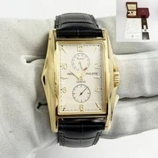 Patek Philippe — 2000 Patek Philippe Gondolo 10 Days 5100J 34MM Silver Dial 18K Yellow Gold B/p — Watch — resale