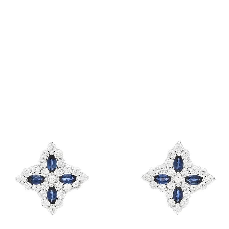 Roberto Coin — 18K White Gold Blue Sapphire Princess Flower Stud — Jewelry — resale