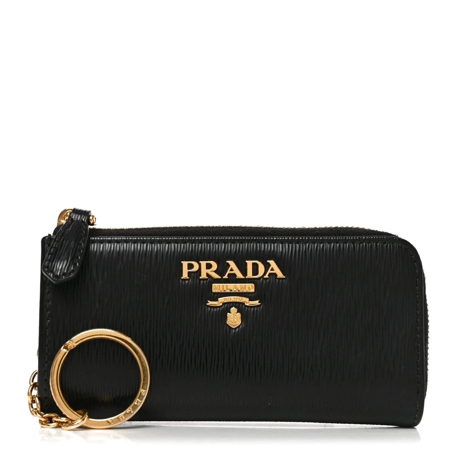 Prada — Metal Zip Around Key Holder — Accessory — resale