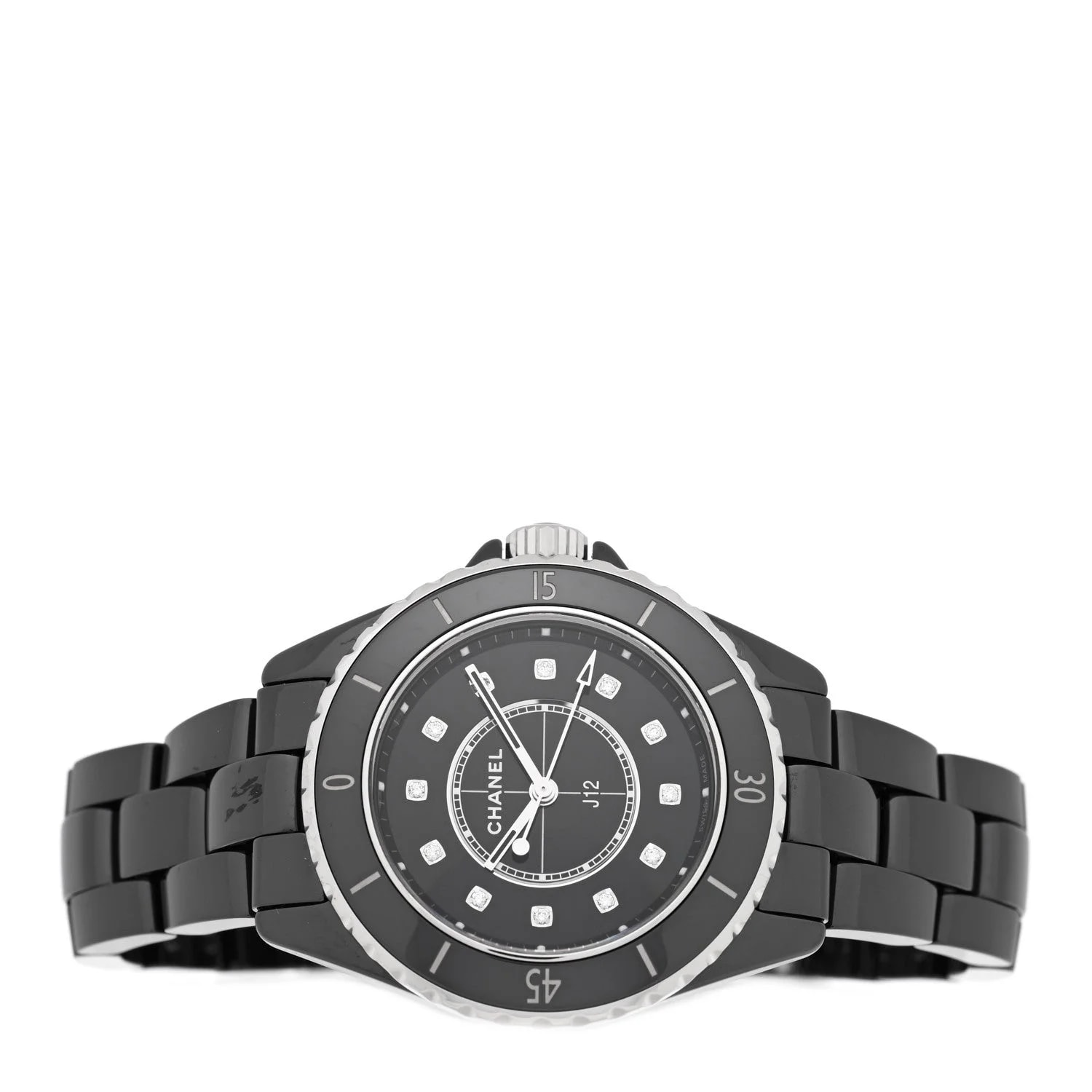 Stainless Steel Ceramic Diamond 33mm J12 Quartz Black 2