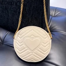 Gucci Marmont Chain Round Crossbody White Gold Classic D 2