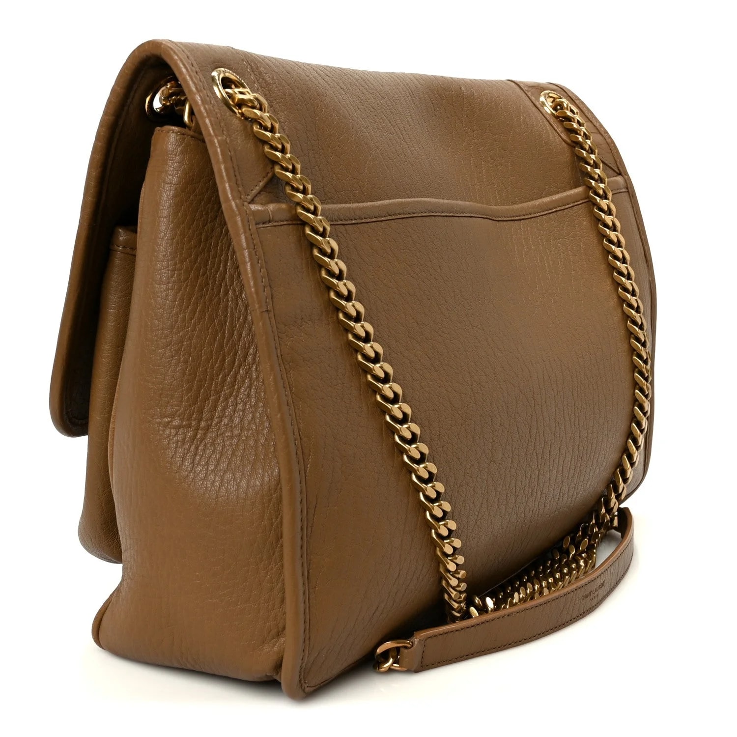 Grained Large Niki Chain Satchel Dark Cork 3
