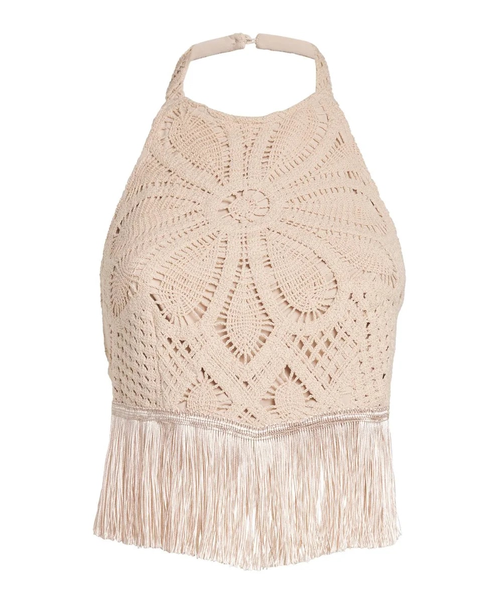 PatBO — PatBO Crocheted Top With Fringed Hem — Jewelry — resale