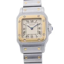 Cartier — Cartier Santos Garbe SM SM/35.5mm X 23.5mm Steel 18K Yellow Gold Ivory Dial ... — Watch — resale
