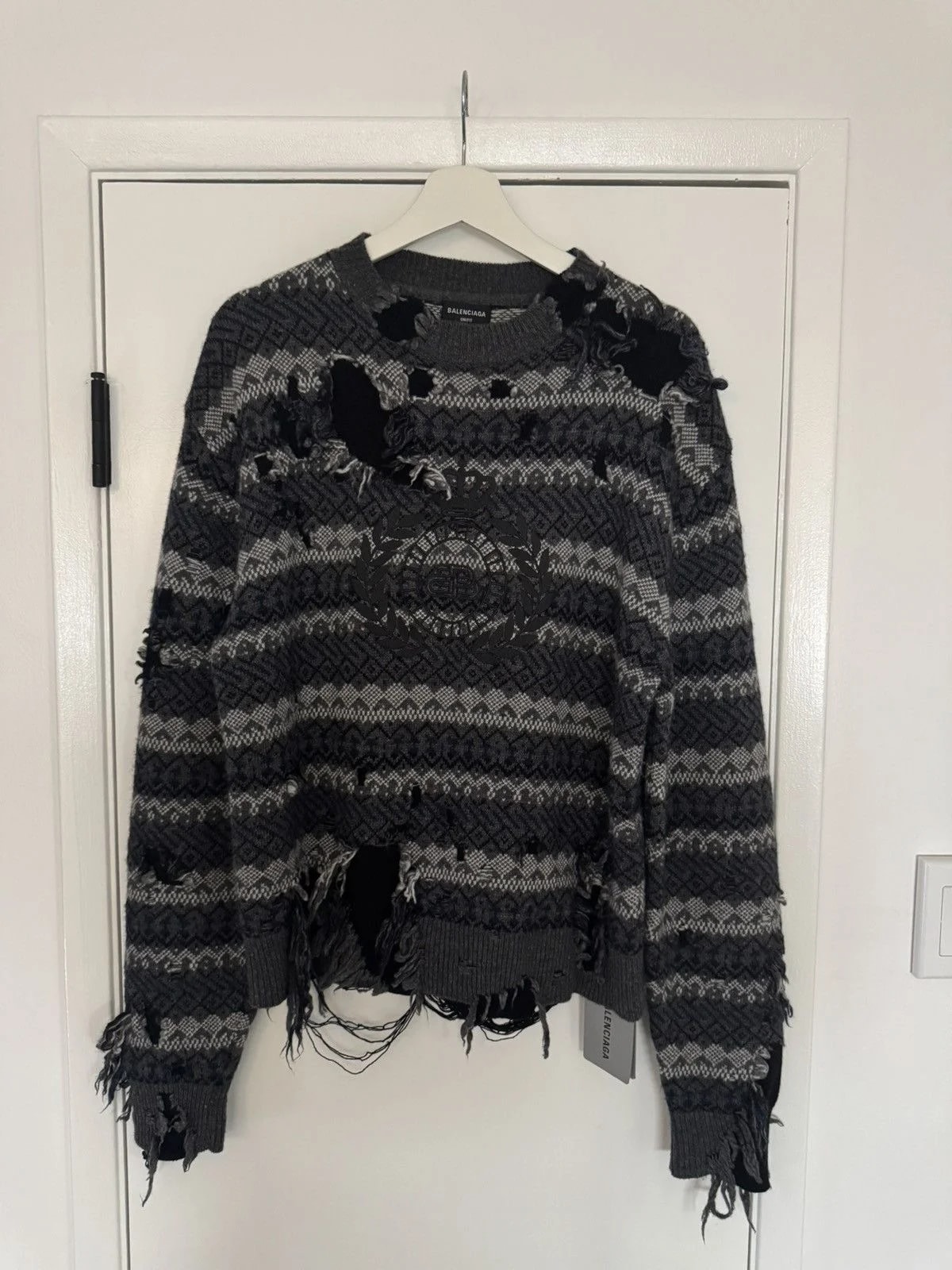 Balenciaga — Balenciaga 'Fair Isle' Distressed Sweater — streetwear — resale