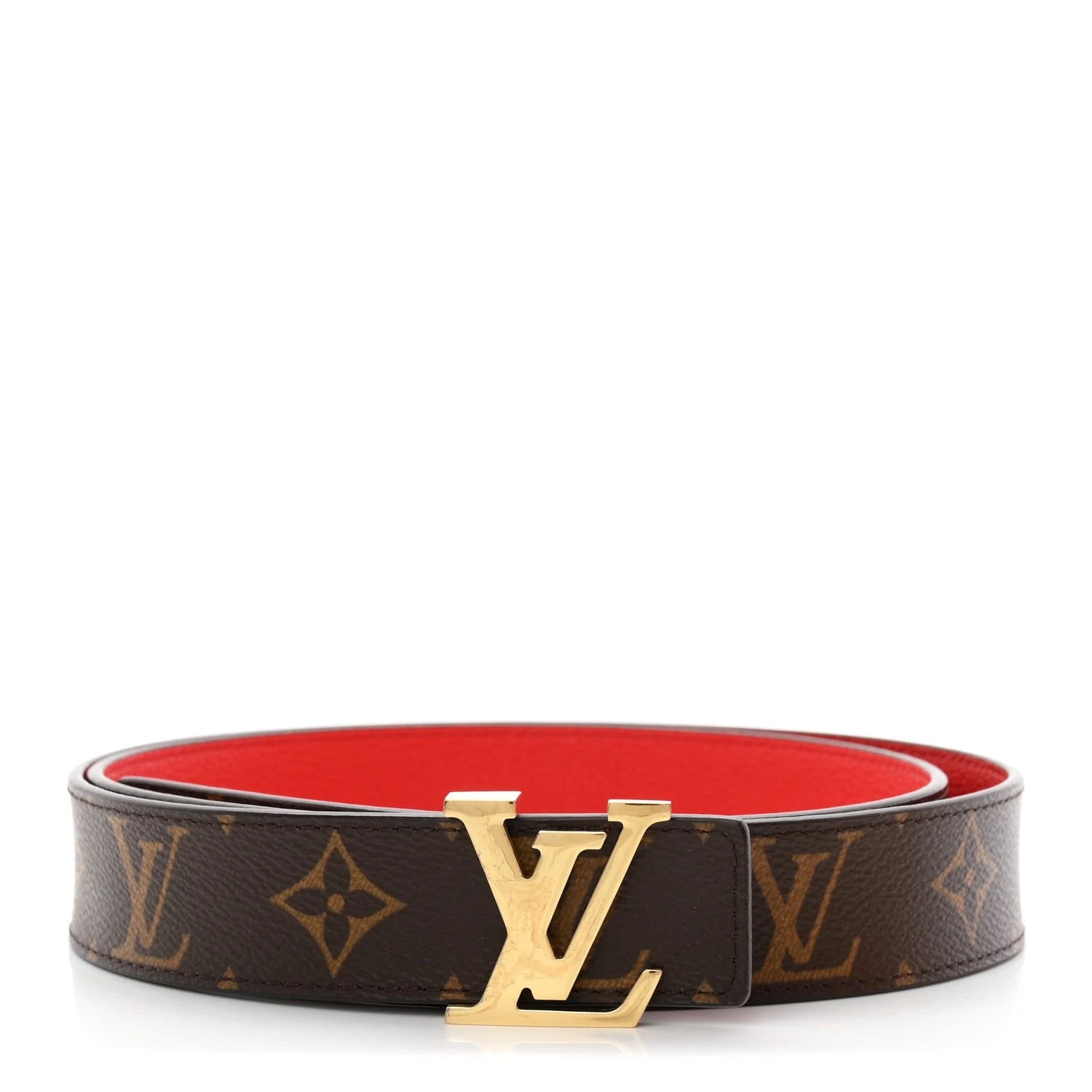 Louis Vuitton — 30mm Initiales Reversible Belt 95 38 Coquelicot — Accessory — resale