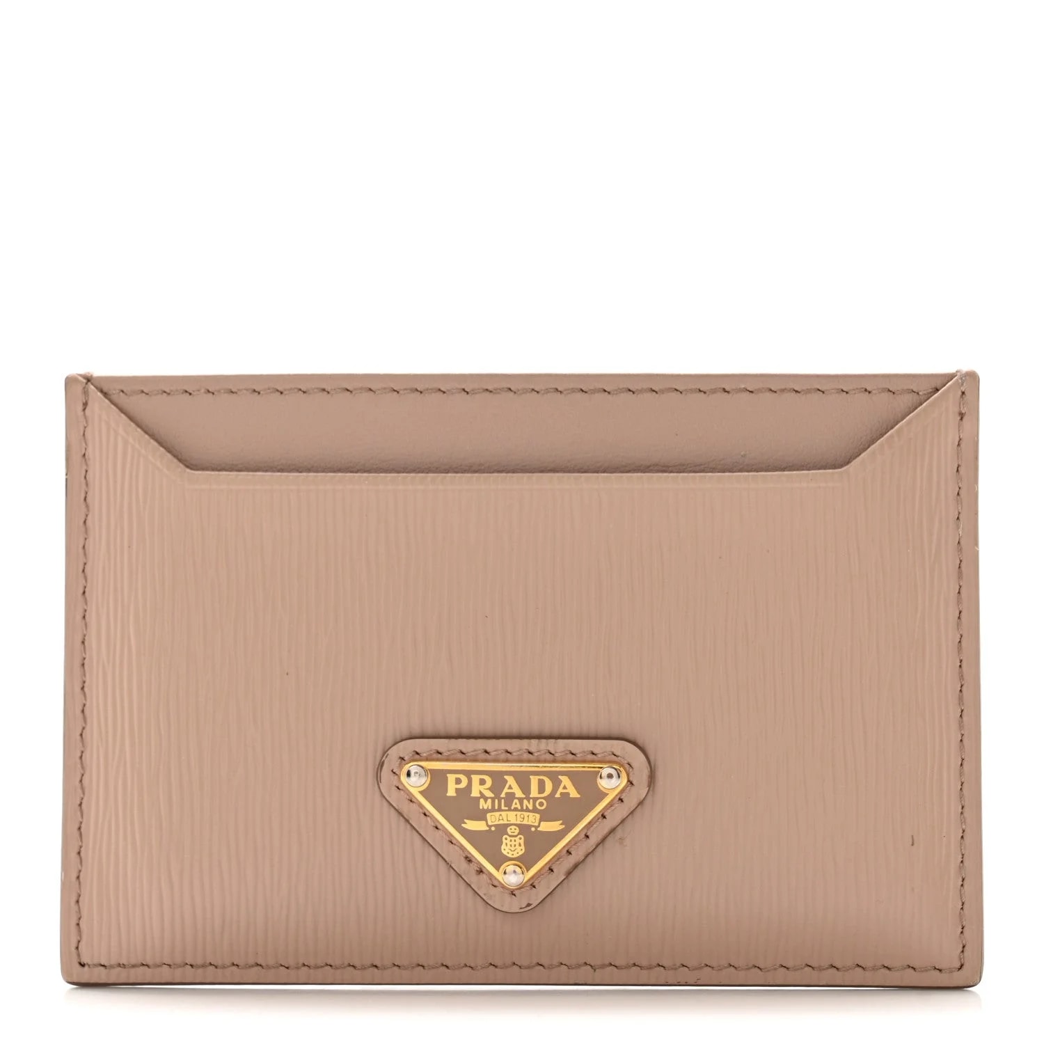 Prada — Vitello Move Triangle Card Case Cipria — Accessory — resale