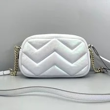 Gucci Medium GG Marmont Pastel Light Chevron Auth 2