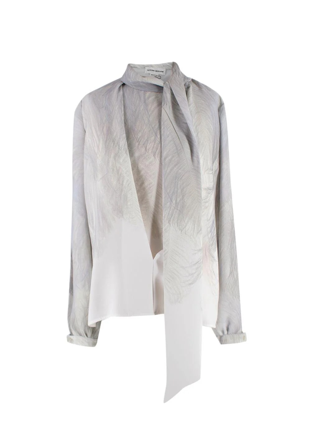 Victoria Beckham — Victoria Beckham Digital Feather Print Scarf Neck Blouse — Accessory — resale