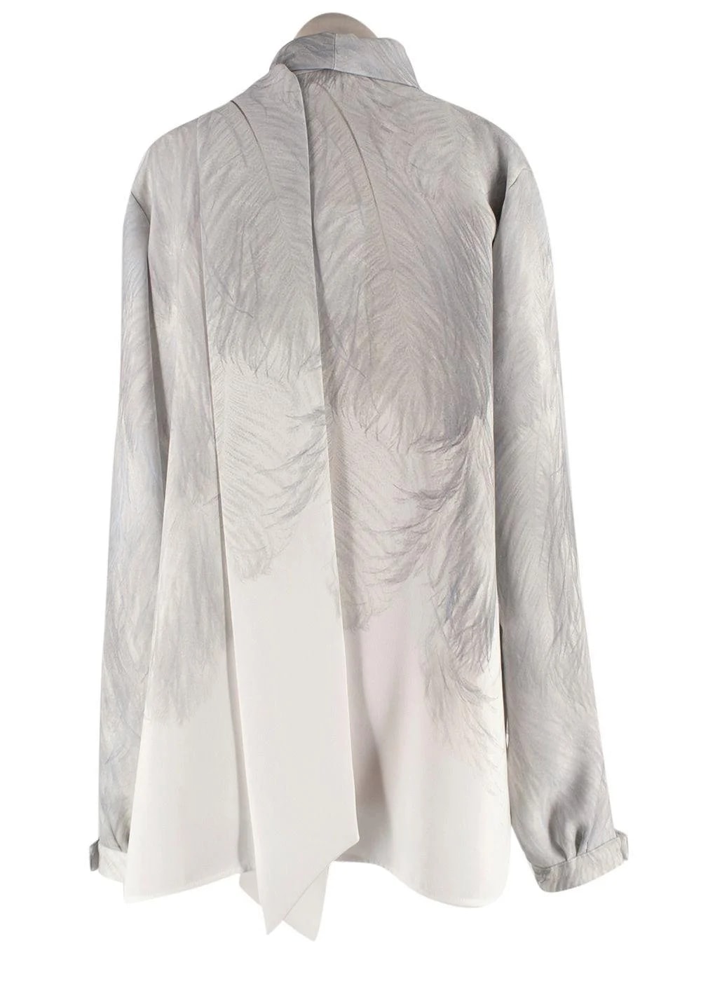 Victoria Beckham Digital Feather Print Scarf Neck Blouse 4