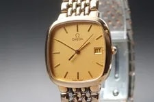 Omega — 1991 Omega de Ville Cal.1430 30mm Gold Date Square Quartz — Watch — resale