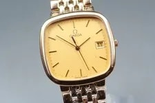 1991 Omega de Ville Cal.1430 30mm Gold Date Square Quartz 2