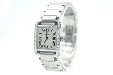 Cartier Tank Française 2384 White Dial Custom Diamond Bezel 1999 2