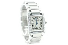 Cartier Tank Française 2384 White Dial Custom Diamond Bezel 1999 3