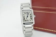 Cartier Tank Française 2384 White Dial Custom Diamond Bezel 1999 4