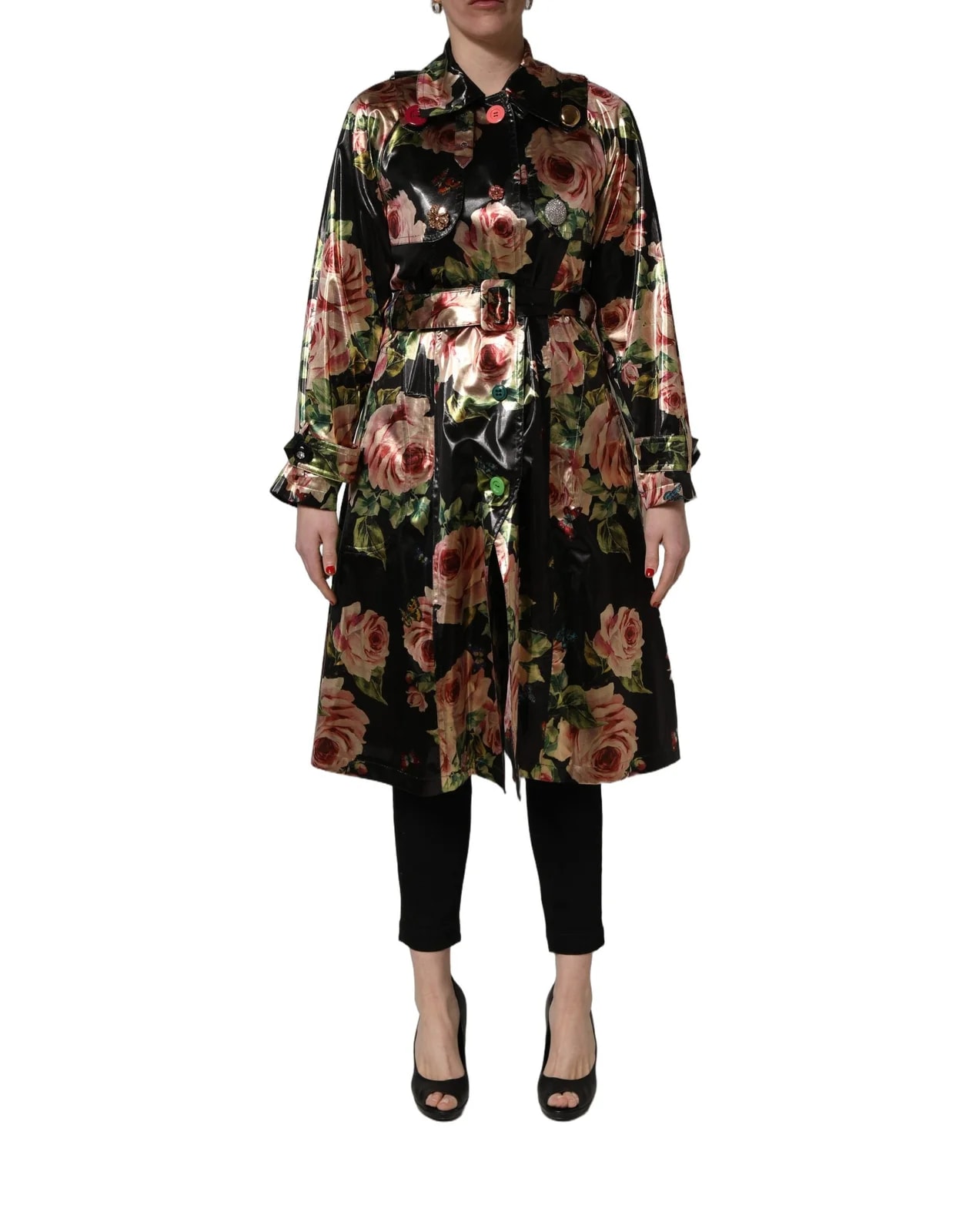 Dolce & Gabbana — Dolce & Gabbana Floral Belted Polyester Trench Coat Jacket — Clothing — resale