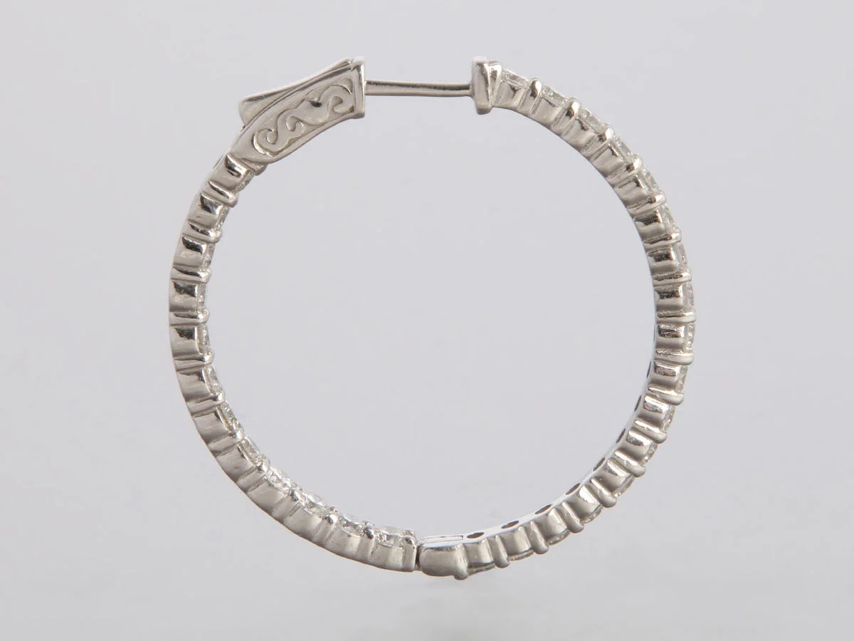 14K White Gold 3.0-Carat Inside Out Hoops 3