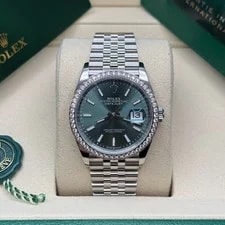 Rolex — Rolex Datejust 36 Green Index Dial Stainless Steel Diamond Jubilee Bracelet — Watch — resale