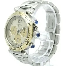 Cartier Pasha 38 Chronograph K18 Gold Stainless Steel Quartz S W31011H 2