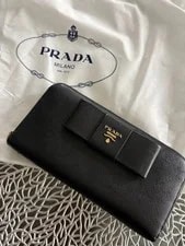 Prada — Prada Ribbon Long Wallet With Round Zipper From Japan — Handbag — resale