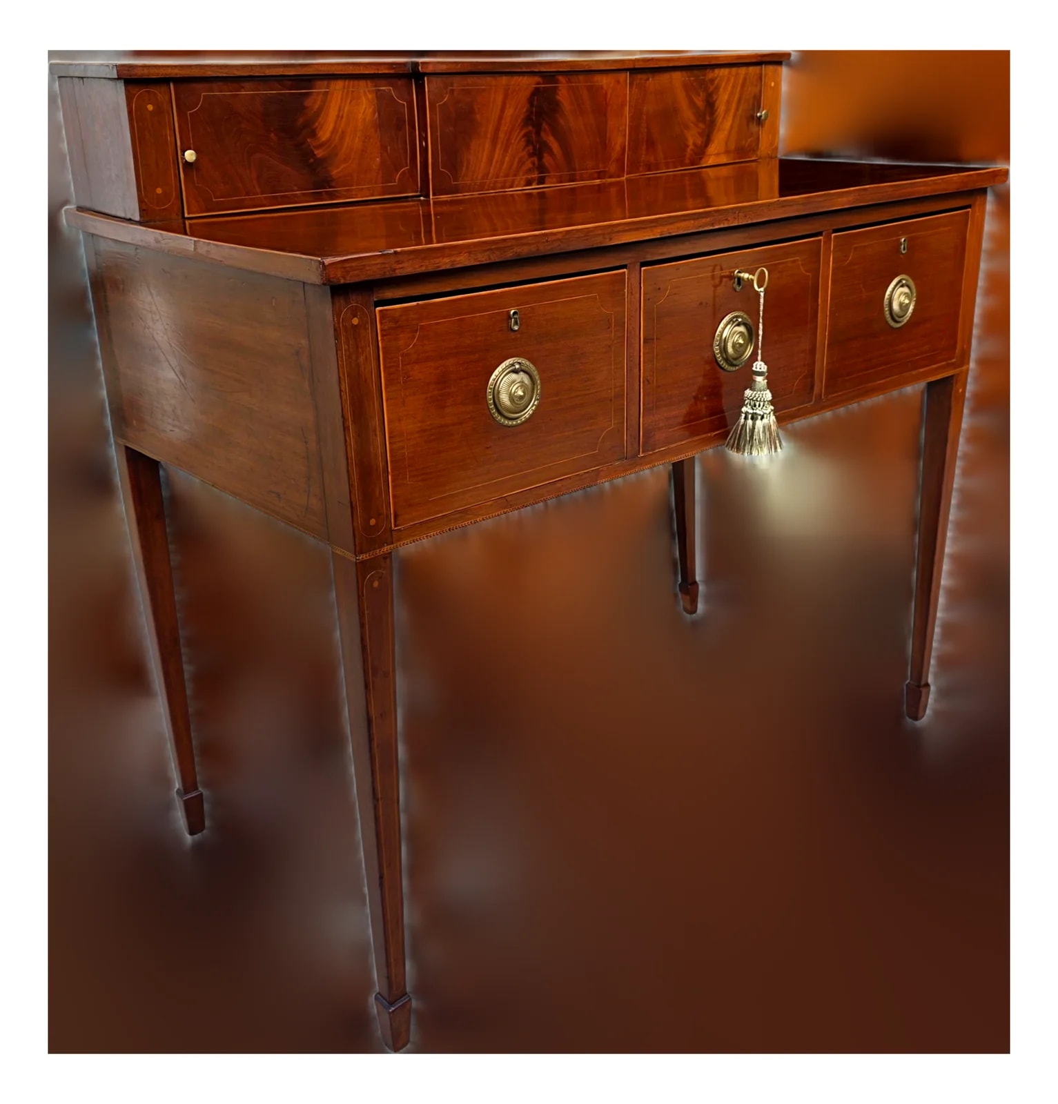 English George III Sheraton Period Inlaid Sideboard With Original Removable Stage Back, Circa 1800 — Furniture — resale