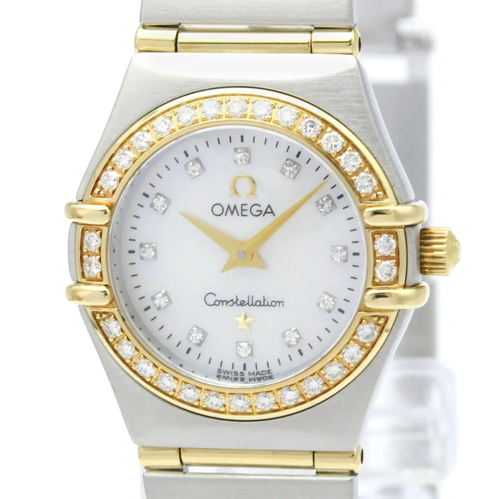 Omega Constellation Quartz Stainless Steel and Yellow Gold With Diamond Bezel and Markers and Mother of Pearl 4
