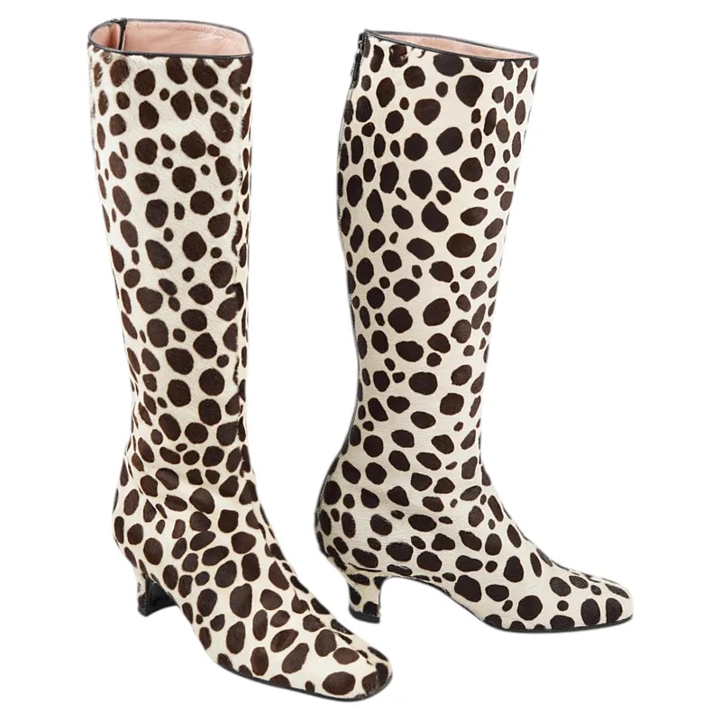 Prada — Prada Dalmatian Calf Hair Knee High Size 37.5 Archival Icon — Designer Shoe — resale